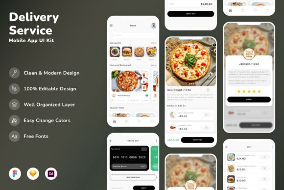 Download Delivery Service Mobile App UI Kit - Service Collection